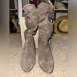 Faux suede slouch mid calf bootie